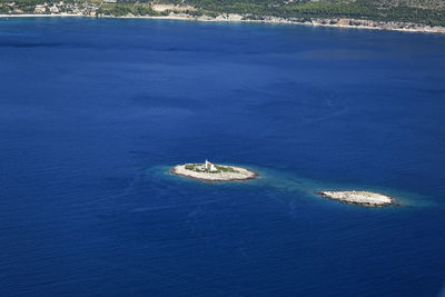 High angle view of nautical vessel on sea