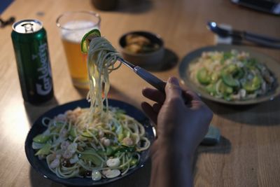 Close-up of food on table