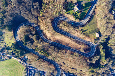 High angle view of cars on road
