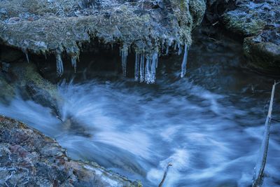 Long-exposure of flowing water in winter
