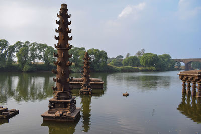 Scenic view of lake against sky