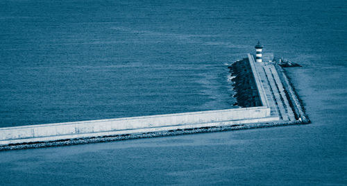 High angle view of blue sea