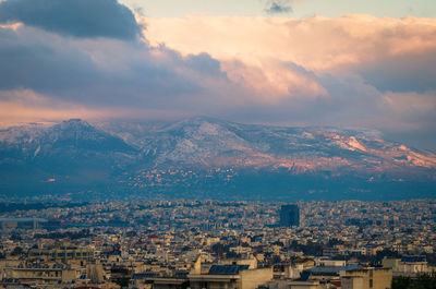 Aerial view of cityscape against sky