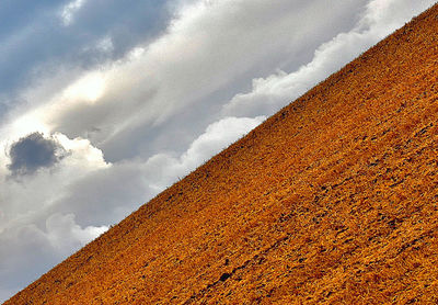 Low angle view of land against sky