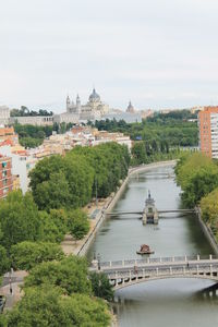 High angle view of bridge over river in city