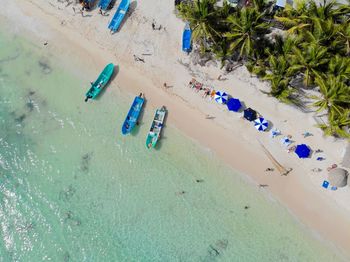 High angle view of people on beach