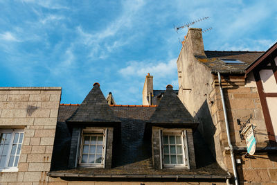 Low angle view of old building against sky