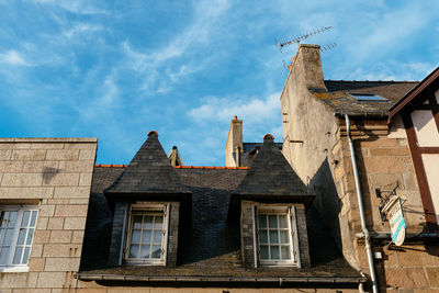 Low angle view of old building against sky. roscoff