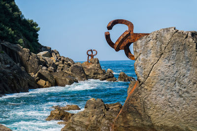 Scenic view of sea against clear sky