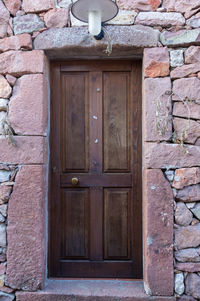 Closed door of building