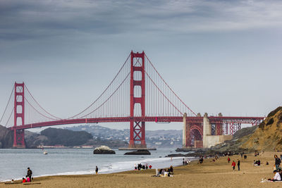 View of suspension bridge at beach