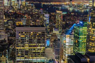 Illuminated cityscape at night