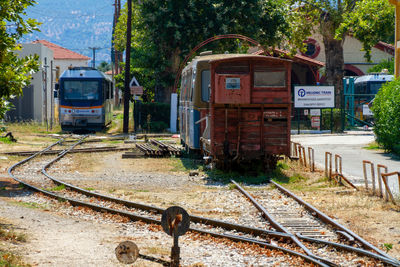 Diakofto, greece, july 18, 2022. train at diakofto station in vouraikos gorge.