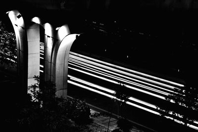 High angle view of piano keys at night