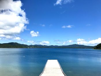 Scenic view of lake against sky