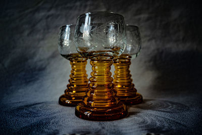 Close-up of coins on table