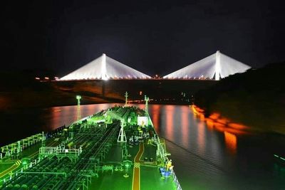 Illuminated built structure at night