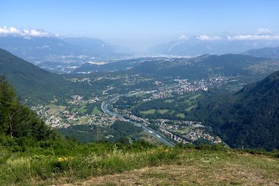 High angle view of landscape against sky