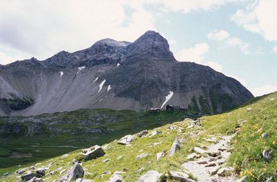 Scenic view of mountains against sky