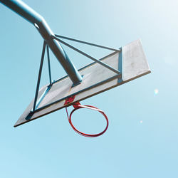 Low angle view of basketball hoop against clear sky