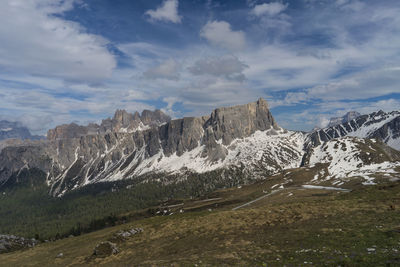 Panoramic view of landscape and mountains against sky