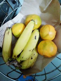 High angle view of fruits in container