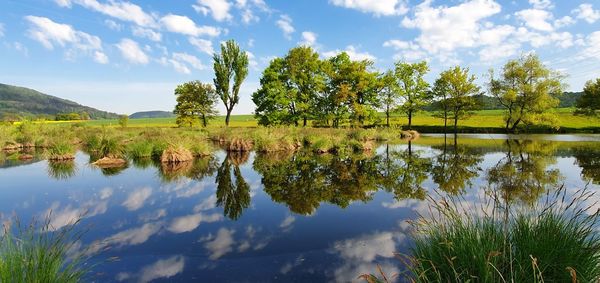 Scenic view of lake against sky