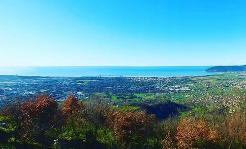 Scenic view of sea against clear sky