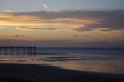Saltburn coast and pier at dusk