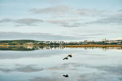 Scenic view of lake against sky