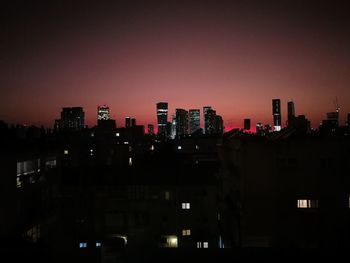 View of city at night