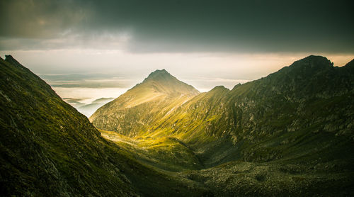 Scenic view of mountains against sky