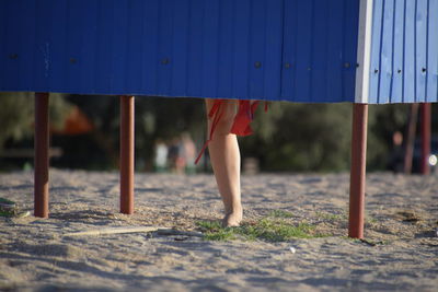 Low section of woman standing on ground