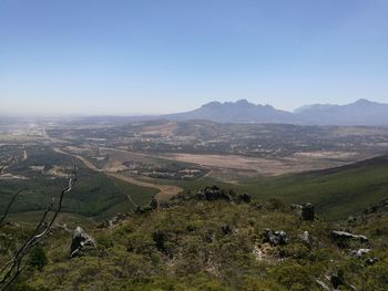 Scenic view of landscape against clear sky