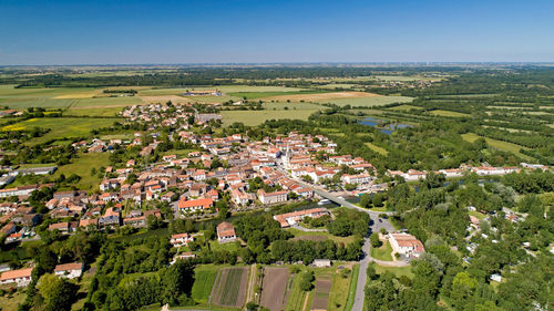 High angle view of townscape against sky