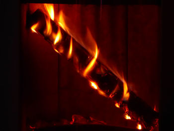 Close-up of fire in the dark