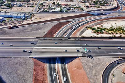 Aerial view of highway in city