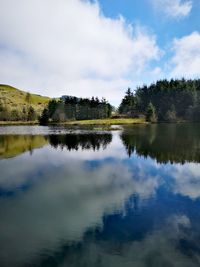 Scenic view of lake against sky