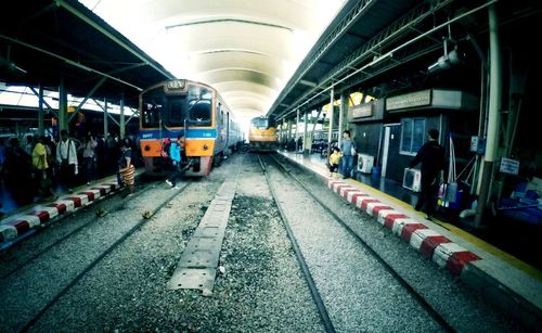 Train at railroad station platform