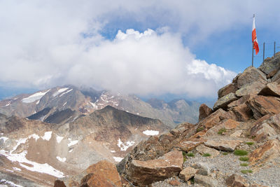 Panoramic view of mountain range against sky