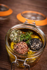 Close-up of food on table