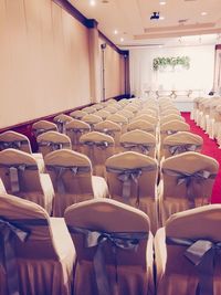 Empty chairs in row