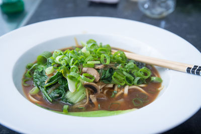 Close-up of meal served in plate