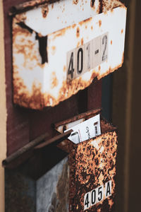 Close-up of text on wall