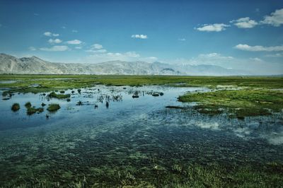 Scenic view of lake against sky