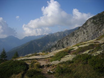 Scenic view of mountains against sky