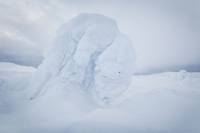 Snow covered landscape against sky