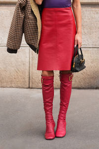 Rear view of woman walking on street