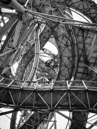 Low angle view of bicycle wheel