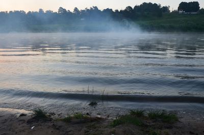 Mist over lake in summer